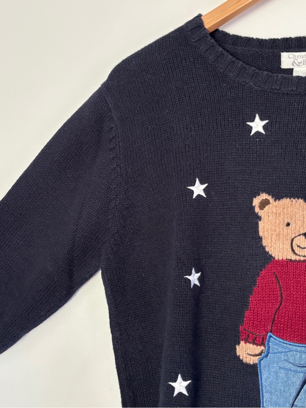 Vintage Christopher & Banks USA Bear Pullover Crewneck Small Embroidered Patriot - Picture 5 of 16